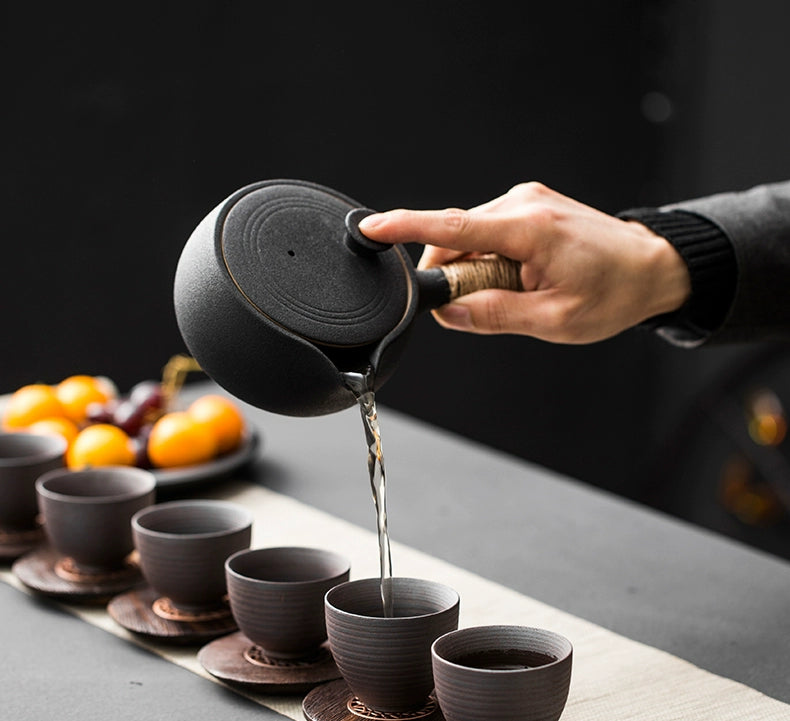 Théière japonaise en céramique à poignée latérale noire - 500ml Ma Théière