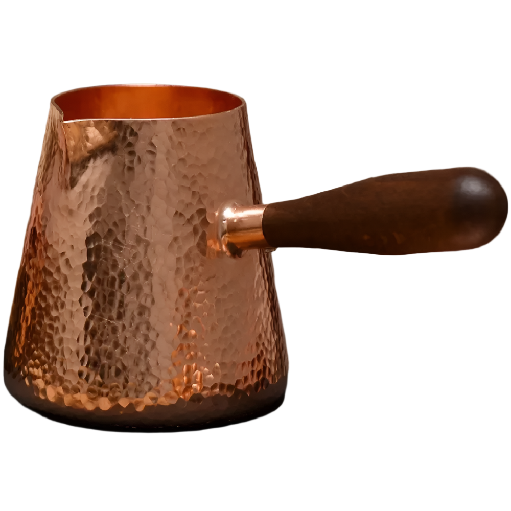 Théière turque faite main en cuivre avec manche en bois 400ml
